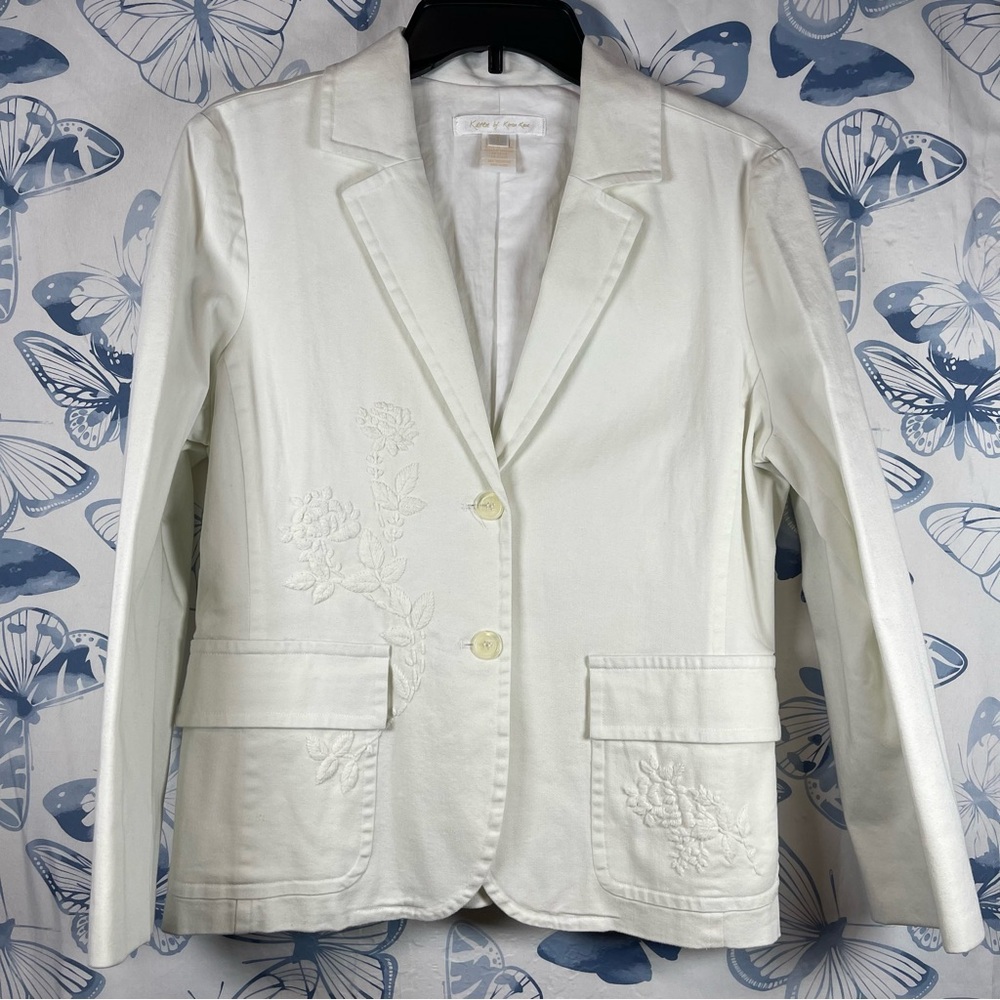 Embroidered Karen Kane White Blazer SZ:M